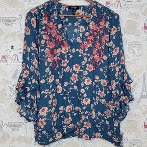 Floral 2XL Jessica Simpson Bell Sleeved Blouse